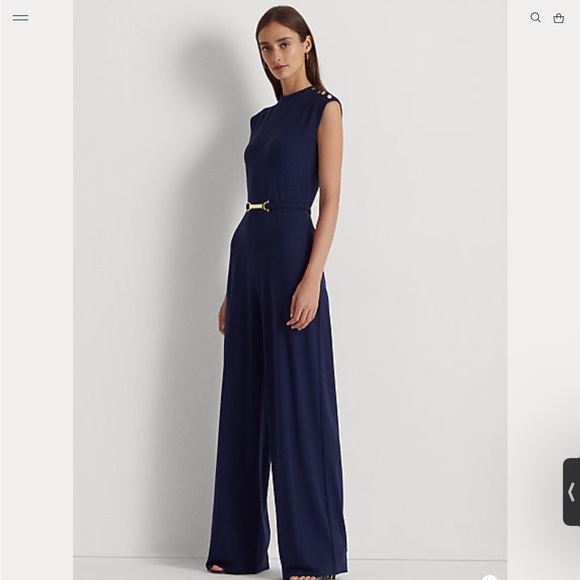 NWT Lauren Belted Mockneck Jumpsuit - Picture 2 of 3